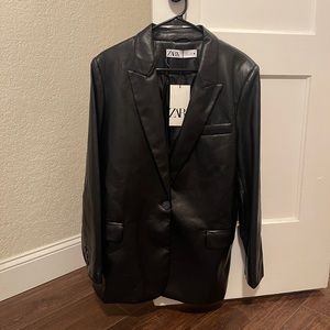 Zara faux leather blazer size L